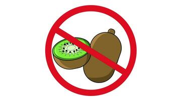 animación de prohibido icono y kiwi Fruta icono video