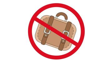 Animation of prohibited icon and suitcase icon video