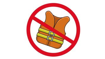 animation of prohibited icons and life jacket icons video