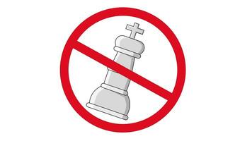 Animation von verboten Symbol und König Schach Stück Symbol video