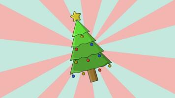 animerad jul träd ikon med roterande bakgrund video
