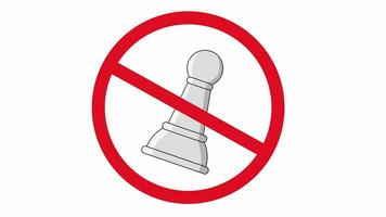 animatie van verboden icoon en pion schaak stuk icoon video