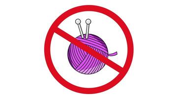 animated prohibited icons and knitting thread icons video