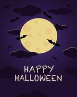 Halloween night background. The upright background is great for cards, brochures, flyers, and advertising poster templates. Vector illustration.