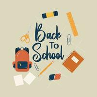 Back-to-school banner with multicolor learning symbols. vector