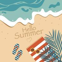 Summer background illustration with sunglasses, shoes, and towel. The background is great for cards, brochures, flyers, and advertising poster templates. vector