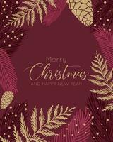 Christmas background with fir branches and snowflakes. The background is great for cards, brochures, flyers, and advertising poster templates. It is a vector illustration.