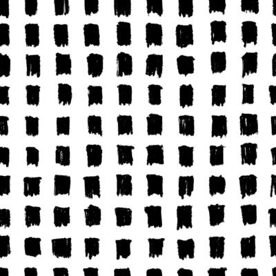 Bold black Brush Strokes seamless pattern on white. Messy graffiti sketch wallpaper print in doodle grunge style. Swiss design aesthetic with Hand drawn
