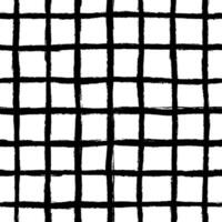 Black Naive Checkered seamless pattern on White. Messy graffiti sketch wallpaper print in grunge style with trippy grid. vector