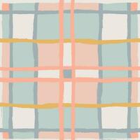Naive Checkered seamless pattern of natural tones. Messy boho sketch wallpaper print in with trippy grid. Swiss design aesthetic vector
