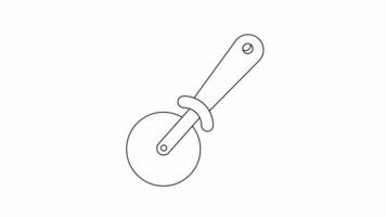 animated sketch of a pizza cutter icon video