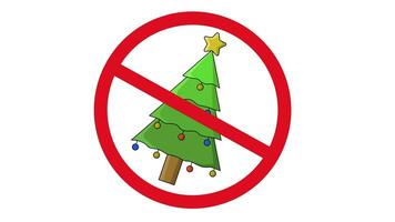 Animation von verboten Symbol und Weihnachten Baum Symbol video