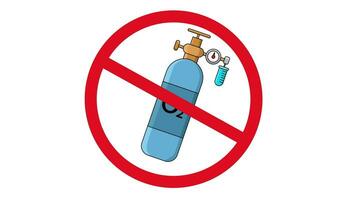 Animation of prohibited icon and oxygen cylinder icon video