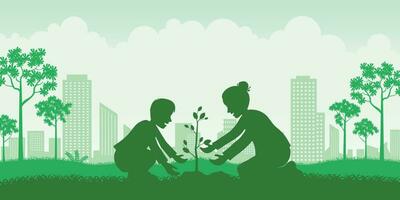 Green City Environmental concept. Go Green Save the world illustration vector