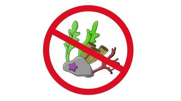animación de prohibido icono y coral arrecife icono video