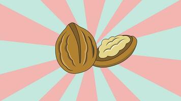 Animation of a walnut icon with a rotating background video