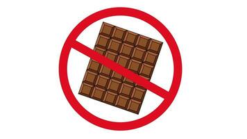 Animation of prohibited icon and chocolate bar icon video