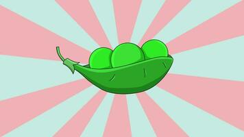 animated video of a pea icon with a rotating background