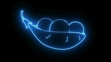 animated video of a pea icon with a glowing neon effect