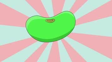 animated video of a green bean icon with a rotating background