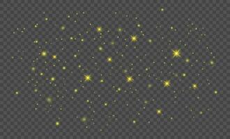 Glitter gold particles background effect for luxury greeting card. Christmas glowing light bokeh background texture. vector