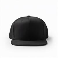 Blank black baseball cap, front view for mockup. Generative AI photo