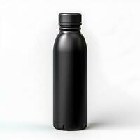 Blank black drink bottle mockup. Generative AI photo