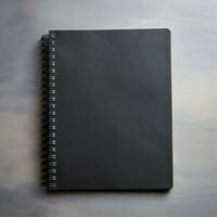 Blank black notebook for design mockup, front view, generative ai photo