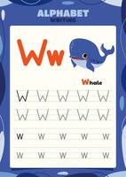 Alphabet Tracing Worksheet Template With Animal vector