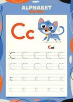 Alphabet Tracing Worksheet Template With Animal vector