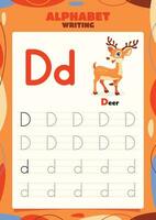 Alphabet Tracing Worksheet Template With Animal vector