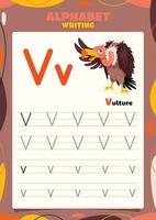 Alphabet Tracing Worksheet Template With Animal vector