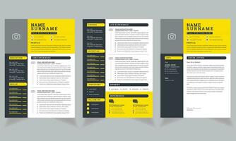 Resume Layout with Yellow Header and Black  Sidebar vector