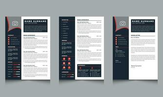 Black and White Resume Layout with Cover Letter Design vector