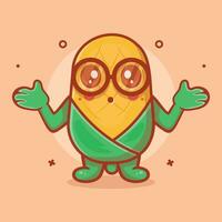 funny corn character mascot with confused gesture isolated cartoon in flat style design vector