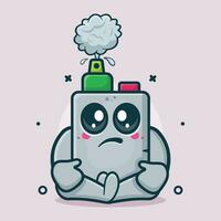 kawaii vape electronic cigarette character mascot with sad gesture isolated cartoon in flat style design vector