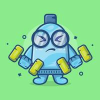 cute toothpaste tube character mascot doing bodybuilding using dumbbell isolated cartoon in flat style design vector