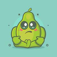 kawaii papaya Fruta personaje mascota con triste expresión aislado dibujos animados en plano estilo diseño vector