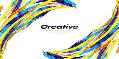 Blue and Yellow Brush Background with Halftone Effect. Sport Background with Grunge Style. Scratch and Texture Elements For Design vector