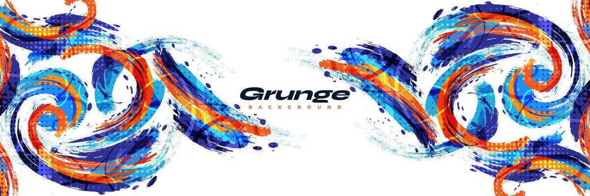 Abstract and Colorful Brush Background. Blue and Orange Grunge Background. Sport Banner. Brush Stroke Illustration. Scratch and Texture Elements For Design