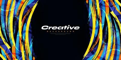 Blue and Yellow Brush Background with Halftone Effect. Sport Background with Grunge Style. Scratch and Texture Elements For Design vector