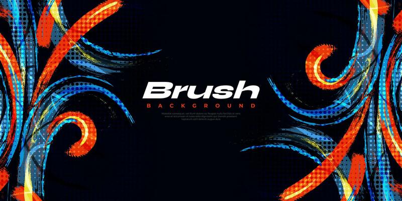 Abstract and Colorful Brush Background. Blue and Orange Grunge Background. Sport Banner. Brush Stroke Illustration. Scratch and Texture Elements For Design
