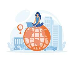 freelance remote work and global outsourcing. flat vector modern illustration