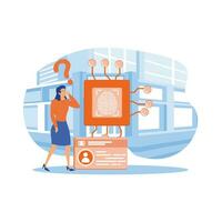 personal ID and biometric access control. flat vector modern illustration