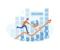 inflación y precios creciente después precio, inflación, crecimiento, economía, financiero, crisis, existencias, ganancia, elevar, creciente, concepto, gráfico crisis, economía crecimiento. plano vector moderno ilustración