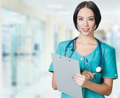 Woman doctor in a hospital photo