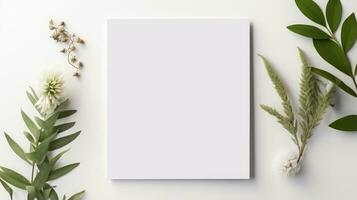 White Box paper Blank Mockup on light grey background. AI Generative photo