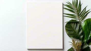 White Paper Blank Mockup on light grey background. AI Generative photo