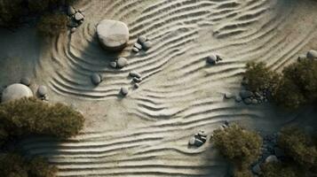 Zen Garden miniature Background images for websites wallpapers presentations banners advertising. AI generative photo