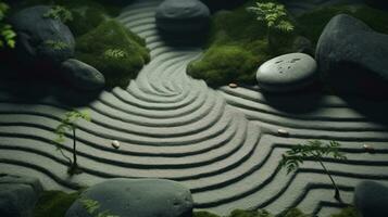 Zen Garden miniature Background images for websites wallpapers presentations banners advertising. AI generative photo